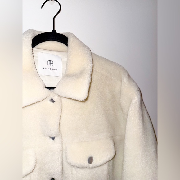 Anine Bing shearling oversized jacket ivory small teddy shacket - Picture 6 of 15